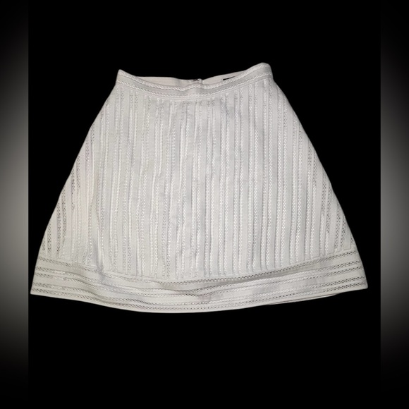 J. Crew Striped Eyelet White Skirt Women’s size 6 zip/ hook and eye closure NEW - Picture 2 of 9